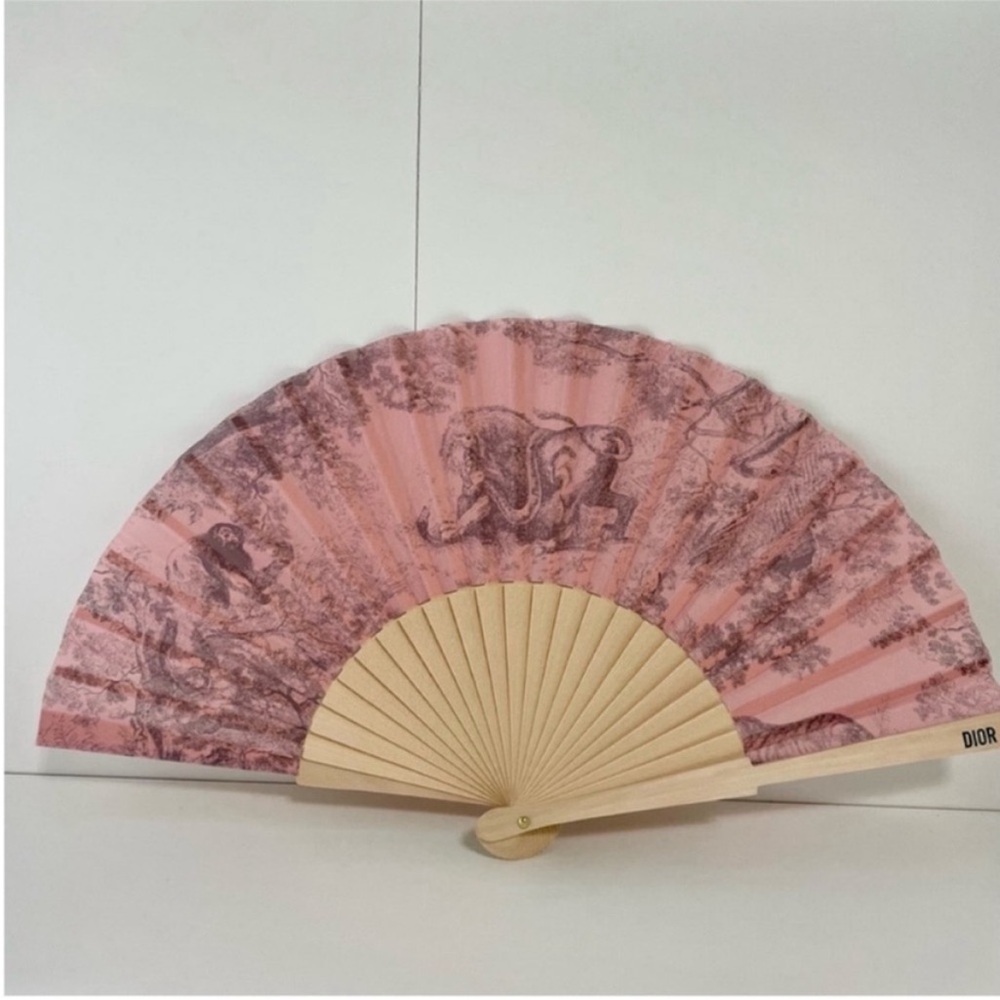 Dior Folding Hand Fan with Wood Ribs